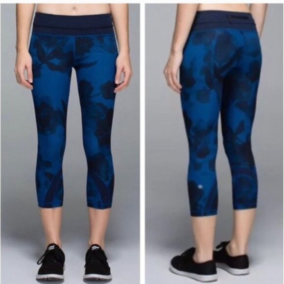 Lululemon Run Inspire‎ Crop II Jumbo Inky Floral size 8 - Picture 1 of 7